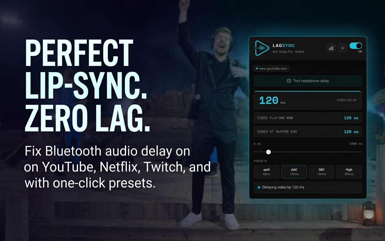 LagSync YouTube integration with perfect lip-sync settings optimized for streaming sites